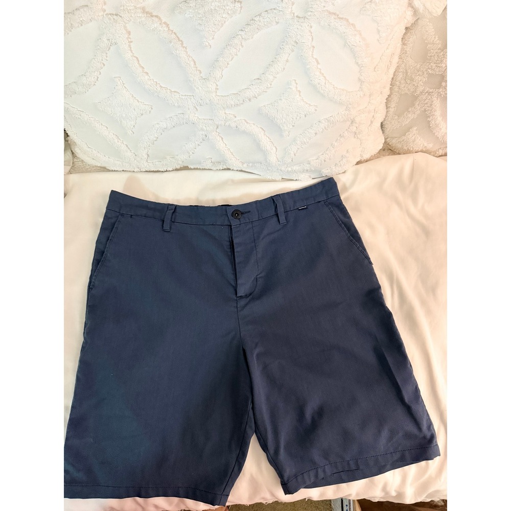 Hurley Chino Shorts Mens 34 Navy Blue Excellent Buckle Exclusive Outseam 21